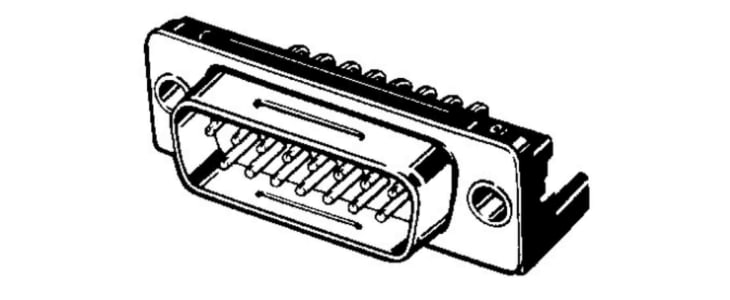 Omron XM3C 37 Way Right Angle Through Hole D-sub Connector Plug