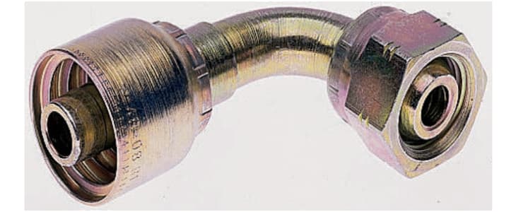 BSP 1/4 Female 90° Steel Crimped Hose Fitting, 400 bar