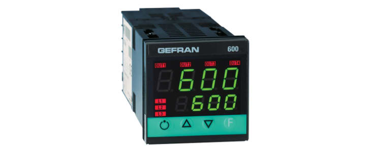 Gefran 600 PID Temperature Controller, 48 x 48 (1/16 DIN)mm, 3 Output Relay, 100 V ac, 240 V ac Supply Voltage ON/OFF