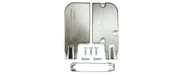 TE Connectivity AMPLIMITE Series Zinc Right Angle D Sub Backshell, 9 Way, Strain Relief