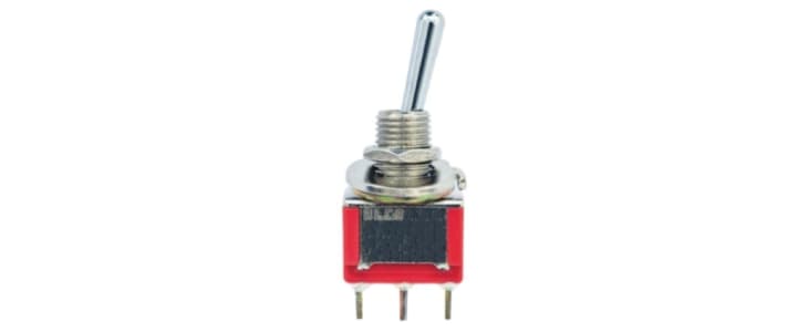 TE Connectivity Toggle Switch, Panel Mount, (On)-Off-(On), SPDT, Through Hole Terminal, 20V