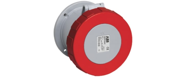 ABB, Tough & Safe IP67 Red Panel Mount 3P + N + E Industrial Power Socket, Rated At 64A, 415 V