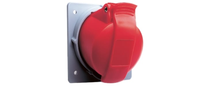 ABB, Easy & Safe IP44 Red Panel Mount 3P + N + E Right Angle Industrial Power Socket, Rated At 32A, 415 V