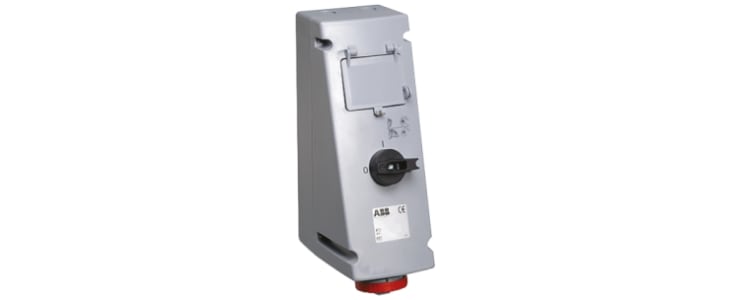 ABB Horizontal Switchable IP67 Industrial Interlock Socket 3P+E, Earthing Position 6h, 63A, 415 V