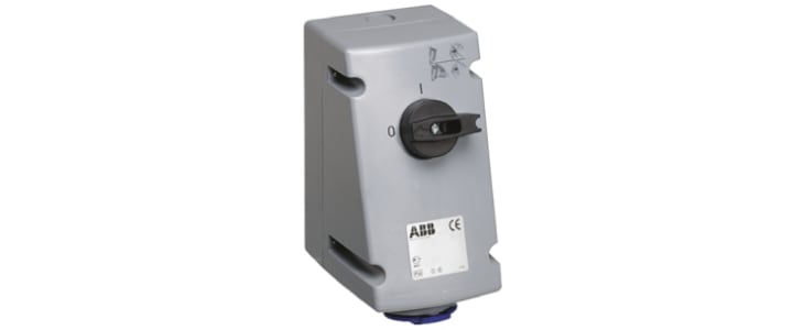 ABB Switchable IP44 Industrial Interlock Socket 2P+E, Earthing Position 6h, 32A, 250 V