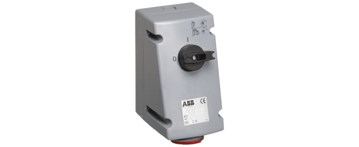 ABB Switchable IP44 Industrial Interlock Socket 3P+E, Earthing Position 6h, 16A, 415 V