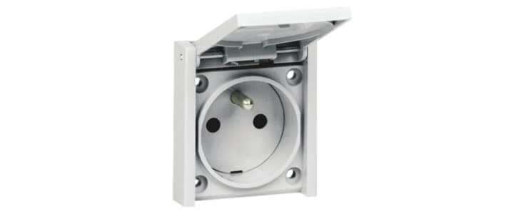 Legrand Grey 1 Gang Plug Socket, 16A, Type E - French, Outdoor Use