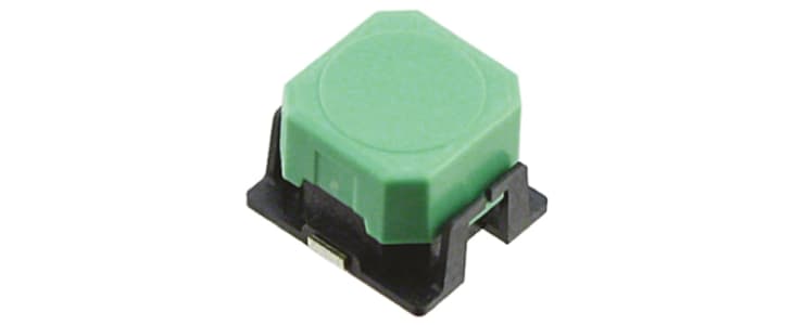 Green Cap Tactile Switch, SPST 50 mA @ 16 V dc Through Hole