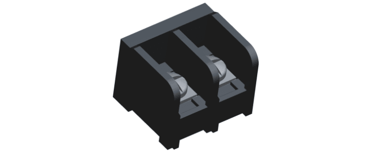 TE Connectivity Barrier Strip, 2 Contact, 9.53mm Pitch, 1 Row, 25 A, 5 A, 300 V, 600 V