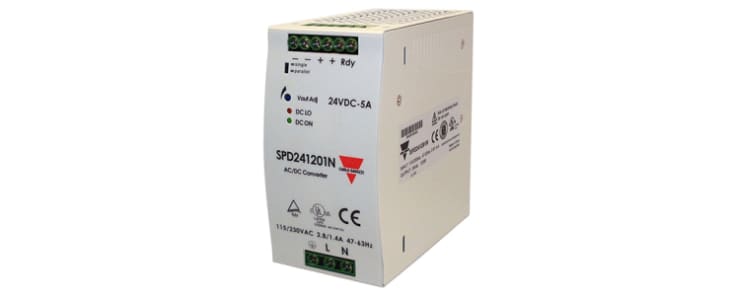 Carlo Gavazzi Switch Mode DIN Rail Power Supply, 90 → 132V ac ac, dc Input, 24V dc dc Output, 5A Output, 120W