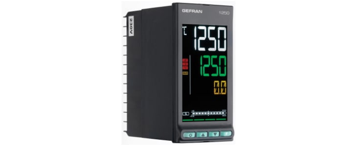 Gefran 1250 PID Temperature Controller, 48 x 96mm, 2 Output Relay, 100 → 240 V ac Supply Voltage