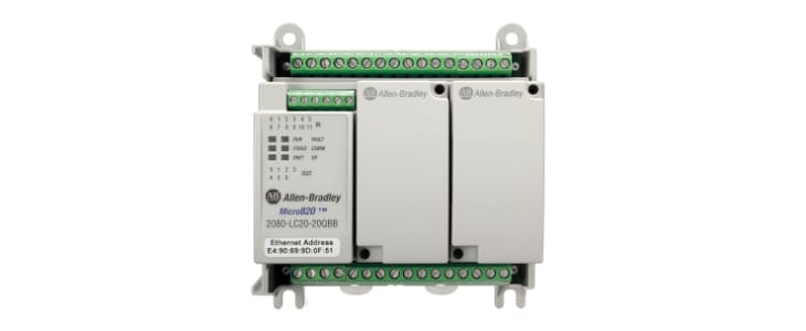 Allen Bradley Micro820 Series PLC CPU for Use with Bulletin 2080, Relay Output, 12-Input, Analogue, DC Input