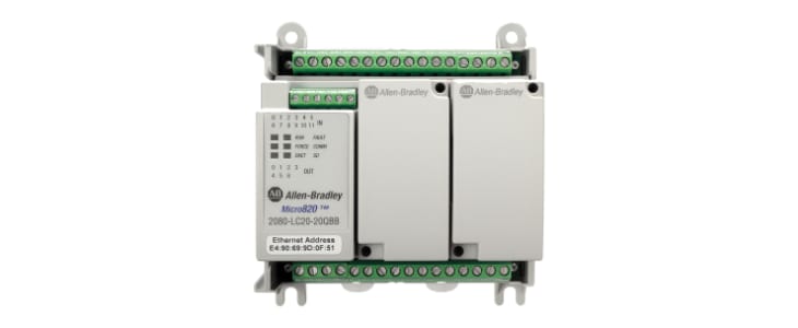 Allen Bradley Micro820 Series PLC CPU for Use with Bulletin 2080, Relay Output, 12-Input, Analogue, DC Input