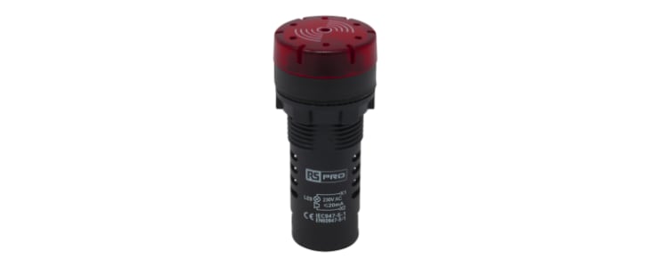 RS PRO, Panel Mount Red LED Pilot Light, 22mm Cutout, IP30, Round, 230V ...