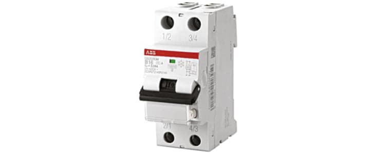 ABB RCBO, 10A Current Rating, 2P Poles, 10mA Trip Sensitivity, Type B, System Pro M Compact Range