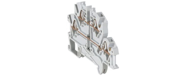 Legrand 372 Series Grey Feed Through Terminal Block, Double-Level, Spring Clamp Termination