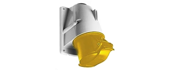 ABB, CMA IP44 Yellow Panel Mount 2P + E Right Angle Industrial Power Socket, Rated At 32A, 110 V