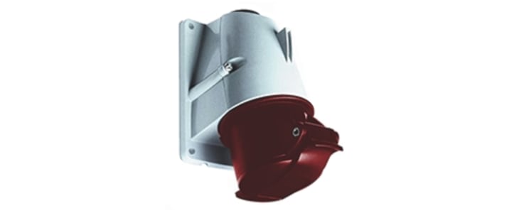 ABB, Easy & Safe IP44 Red Panel Mount 3P + E Right Angle Industrial Power Socket, Rated At 16A, 415 V