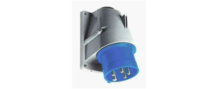 ABB, Easy & Safe IP44 Blue Panel Mount 2P + E Right Angle Industrial Power Plug, Rated At 32A, 230 V