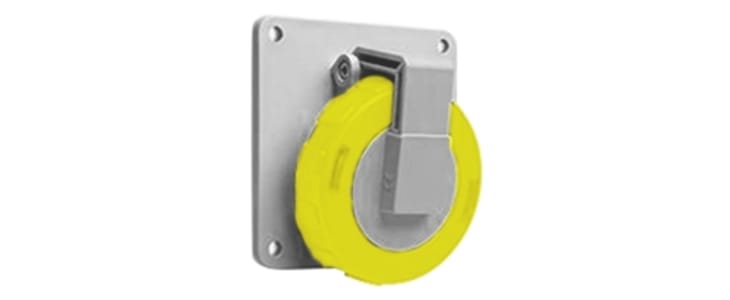 ABB, CMA IP67 Yellow Panel Mount 2P + E Industrial Power Socket, Rated At 16A, 110 V