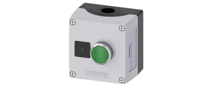 Siemens Enclosed Push Button - SPST, Metal, Green, I, IP66, IP67, IP69