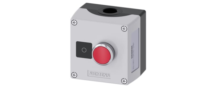 Siemens Enclosed Push Button - SPST, Metal, Red, O, IP66, IP67, IP69