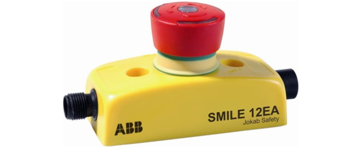 ABB Jokab Smile 12 EA Series Twist Release Illuminated Emergency Stop Push Button, Panel Mount, 2NC, IP65