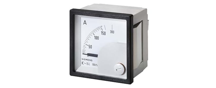 Siemens 3NJ6900 Analogue Panel Ammeter 100A AC, 46mm x 46mm Moving Iron