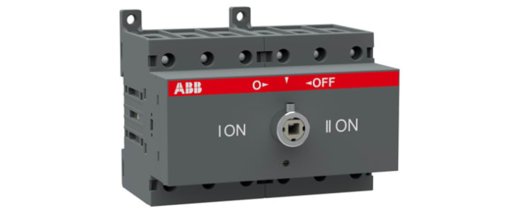 ABB 3P Pole Isolator Switch - 63A Maximum Current, 22kW Power Rating, IP20