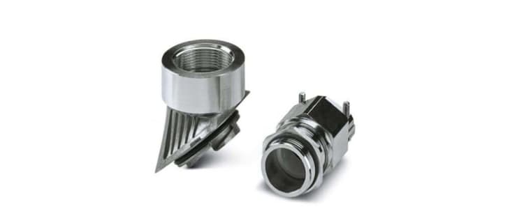 Phoenix Contact  HC-B-GTRS Series Silver Nickel Plated Brass Cable Gland, M32 Thread, 13mm Min, 21mm Max, IP66, IP67