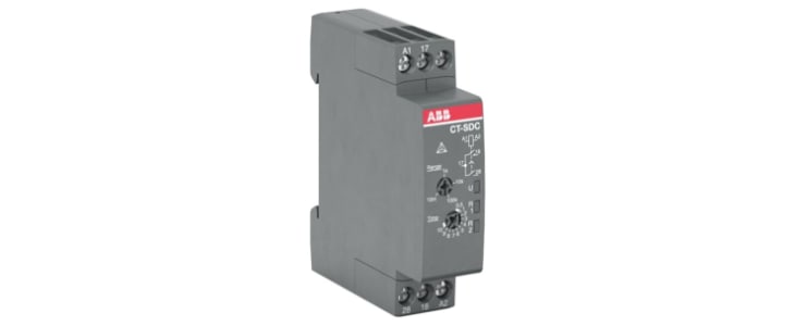 ABB CT-C Series DIN Rail, Snap-On Timer Relay, 24 → 240V ac, 2-Contact, 0.05 s - 10min, 1-Function