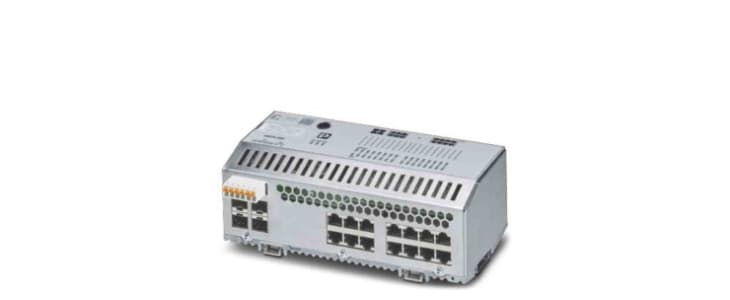 DIN Rail Mount Ethernet Switch, 12 RJ45 Ports, 1000Mbit/s Transmission, 24V dc