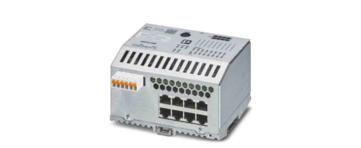 DIN Rail Mount Ethernet Switch, 8 RJ45 Ports, 100Mbit/s Transmission, 24V dc
