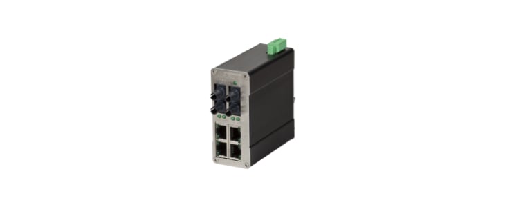 Red Lion 106FX2 Series DIN Rail Mount Unmanaged Ethernet Switch, 4 RJ45 Ports, 10 → 30V dc