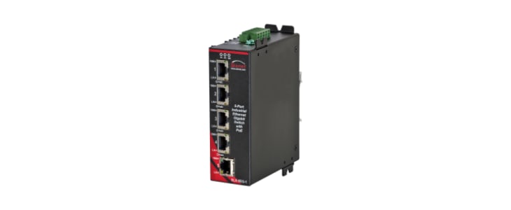Red Lion DIN Rail Mount Ethernet Switch, 5 RJ45 Ports, 10 → 44V dc