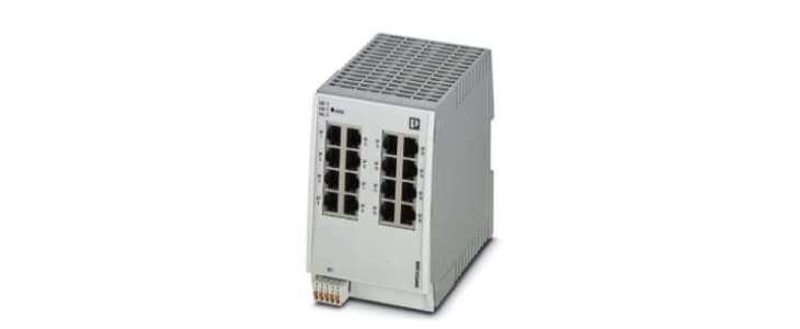 Phoenix Contact DIN Rail Mount Ethernet Switch, 16 RJ45 Ports, 10/100Mbit/s Transmission, 24V dc