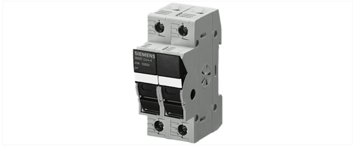 Siemens 25A Rail Mount Fuse Holder for 10 x 38mm Fuse, 2P, 1kV