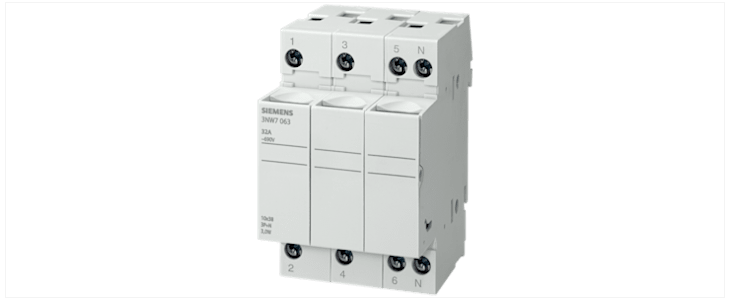 Siemens 32A Rail Mount Fuse Holder for 10 x 38mm Fuse, 3P, 690V