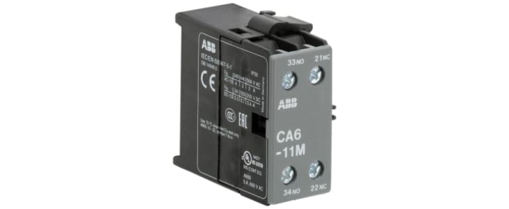 ABB Auxiliary Contact, 2 Contact, Side Mount, CA6