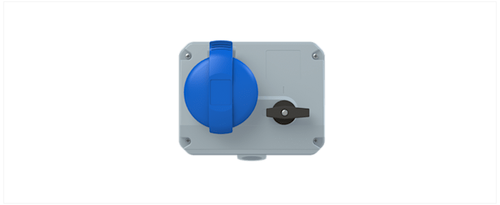 ABB Horizontal Switchable IP44 Industrial Interlock Socket 3P, Earthing Position 6h, 32A, 250 V