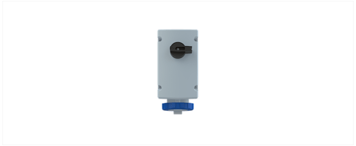 ABB Vertical Switchable IP67 Industrial Interlock Socket 2P+E, Earthing Position 6h, 32A, 250 V