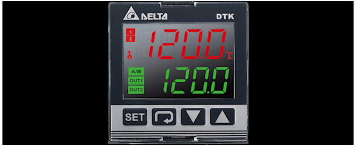 Delta Electronics DTK Panel Mount PID Temperature Controller, 48 x 48 (1/16 DIN)mm 1 Input, 2 Output DC Current, 100