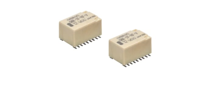 Omron Surface Mount High Frequency Relay, 12V dc Coil, 1GHz Max. Coil Freq., DPDT