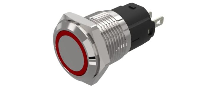 EAO 82 Series Green, Red Indicator, 24V dc, 16mm Mounting Hole Size, Solder Tab Termination, IP65, IP67