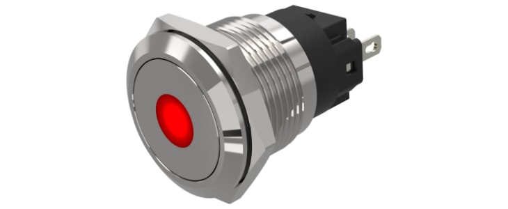 EAO 82 Series Green, Red Indicator, 24V dc, 19mm Mounting Hole Size, Solder Tab Termination, IP65, IP67