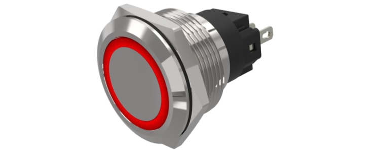 EAO 82 Series Green, Red Indicator, 24V dc, 22mm Mounting Hole Size, Solder Tab Termination, IP65, IP67