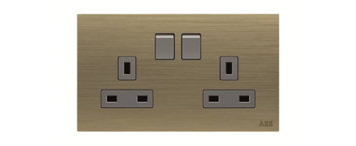 ABB Gold 2 Gang Plug Socket, 2 Poles, 13A, BS, Outdoor Use