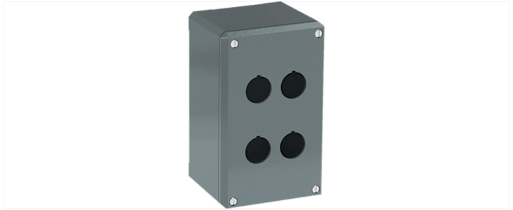 Grey Aluminium Modular Metal Push Button Enclosure - 4 Hole