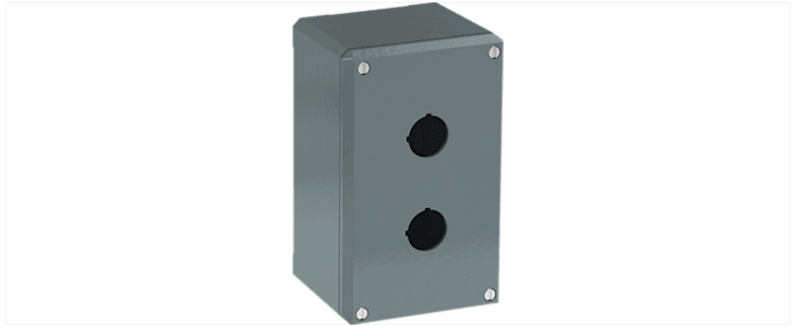 Grey Aluminium Modular Metal Push Button Enclosure - 2 Hole