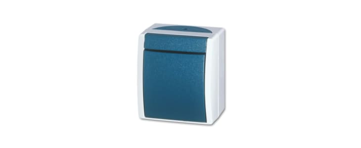 ABB Blue Rocker Light Switch, 2 Way, 1 Gang, 2CKA001085A